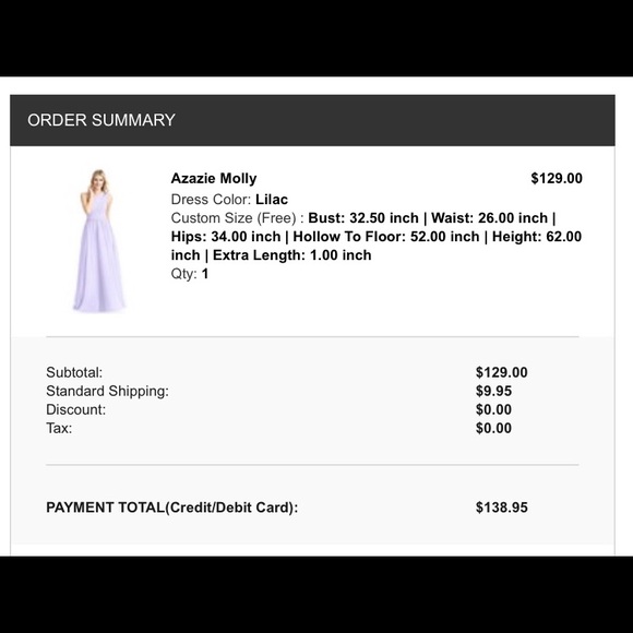 Azazie lilac molly dress custom sized - Picture 7 of 7